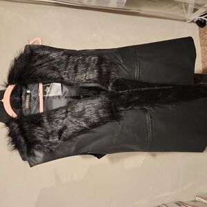 Lanshifei Faux Leather Fur Vest Womens XXL